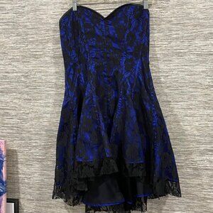 ❤️🧡 SALE -Daisy Corsets Blue & Black Lace Corset Dress – 2XL Gothic Retro Vibes